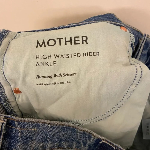 MOTHER Superior Denim High Waisted Rider Ankle Running with Scissors Blue 30 - Picture 5 of 8